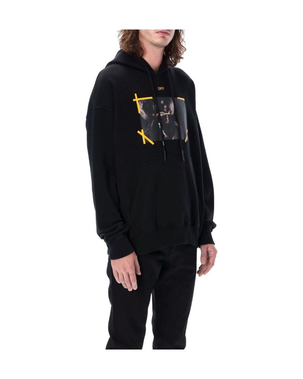 Off-White c/o Virgil Abloh Blue Arrows Caravaggio Print Hoodie for men
