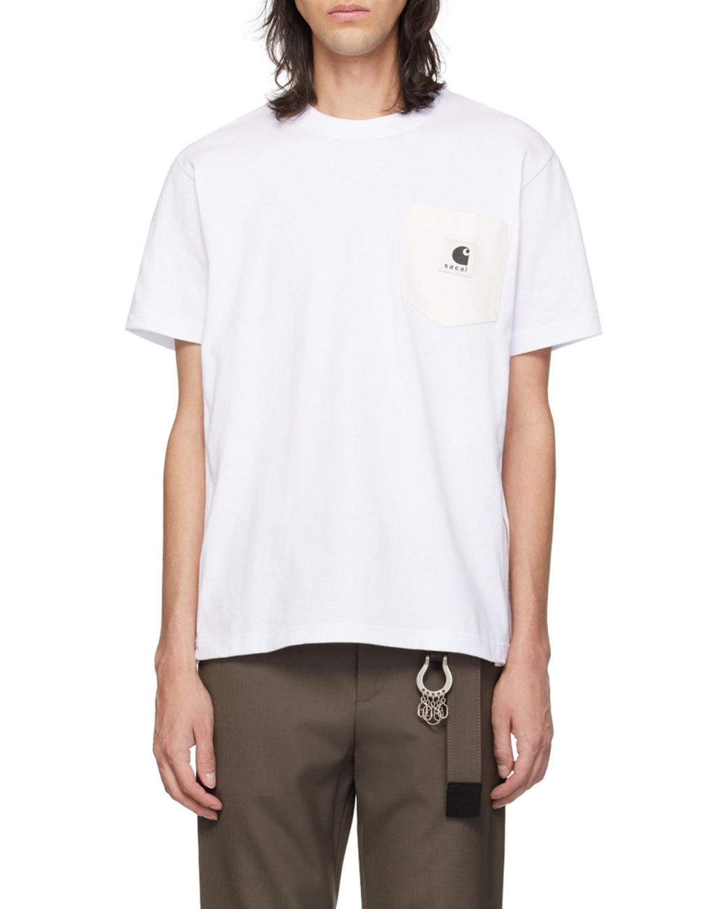 Sacai White X Carhartt Wip Logo Patch Crewneck T-Shirt