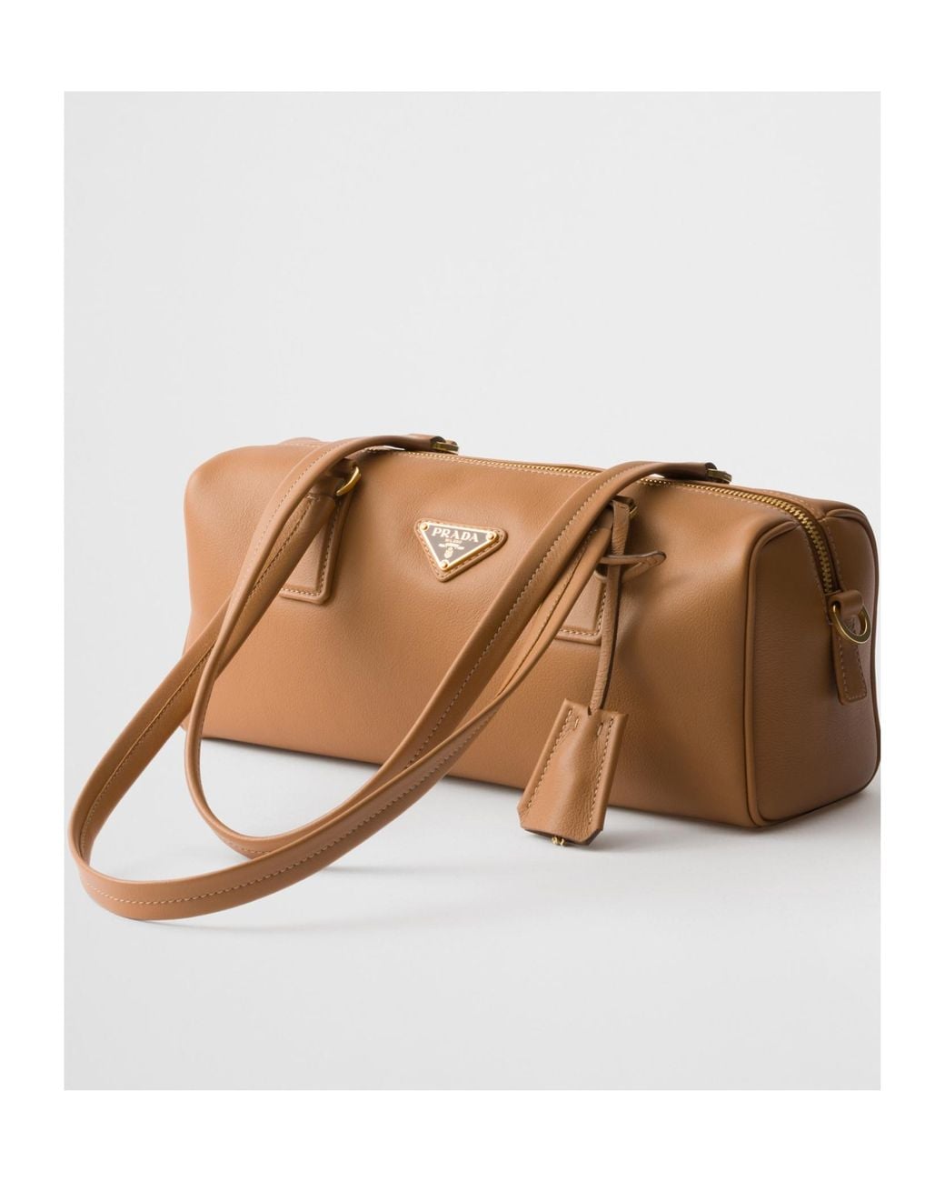 Prada Brown Medium Top-Handle Bag With Padlock