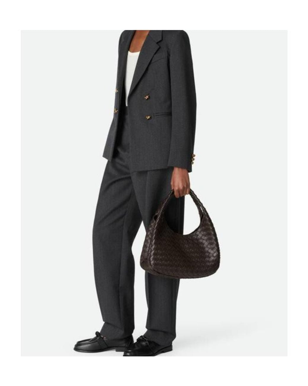 Bottega Veneta Black Campana Intrecciato Shoulder Bag