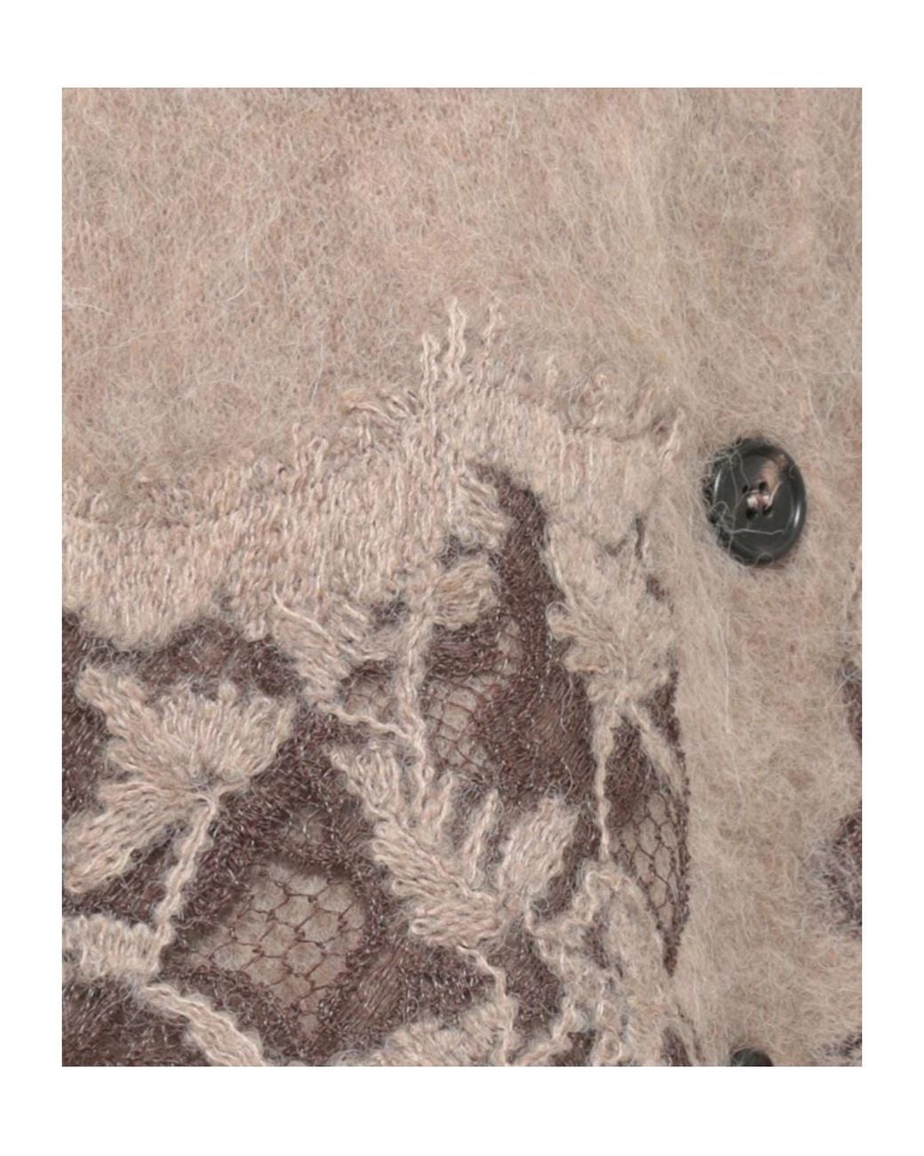 D.exterior Brown Lace Trim Cropped Cardigan