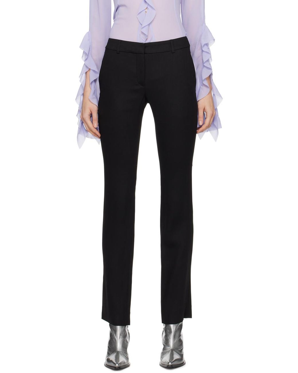 Acne Black Leg Slits Tailored Pants