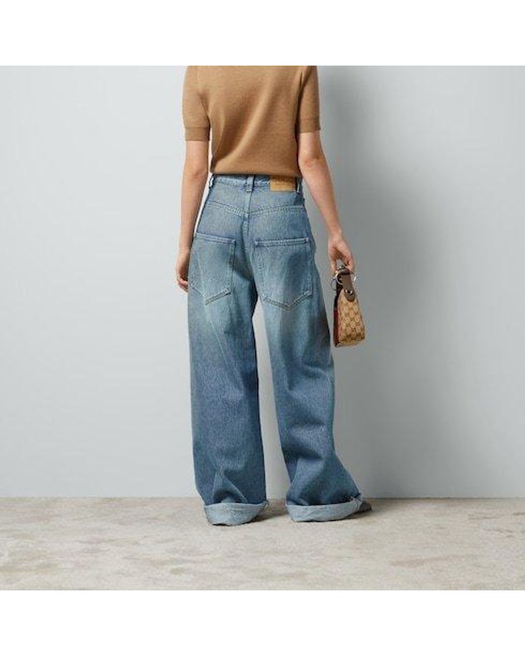 Gucci Blue Horsebit Raw Cut Hem Wide Leg Jeans