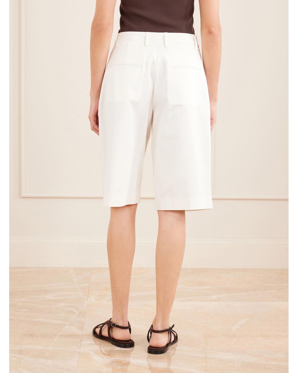 Matteau White Cotton-Blend Twill Shorts