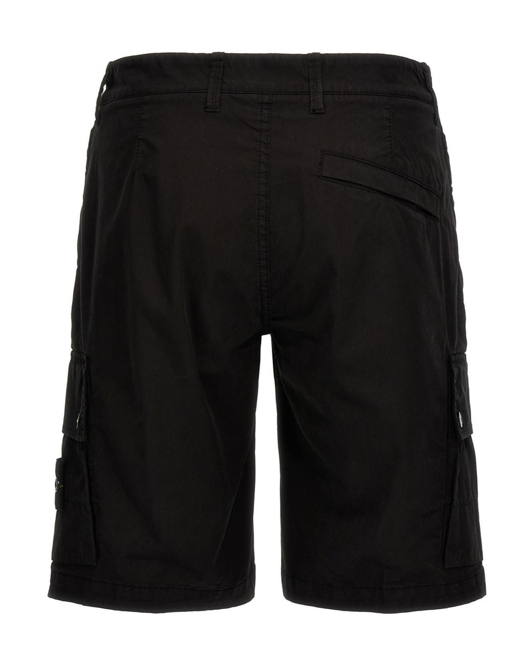Stone Island Black Compass Patch Bermuda Shorts for men
