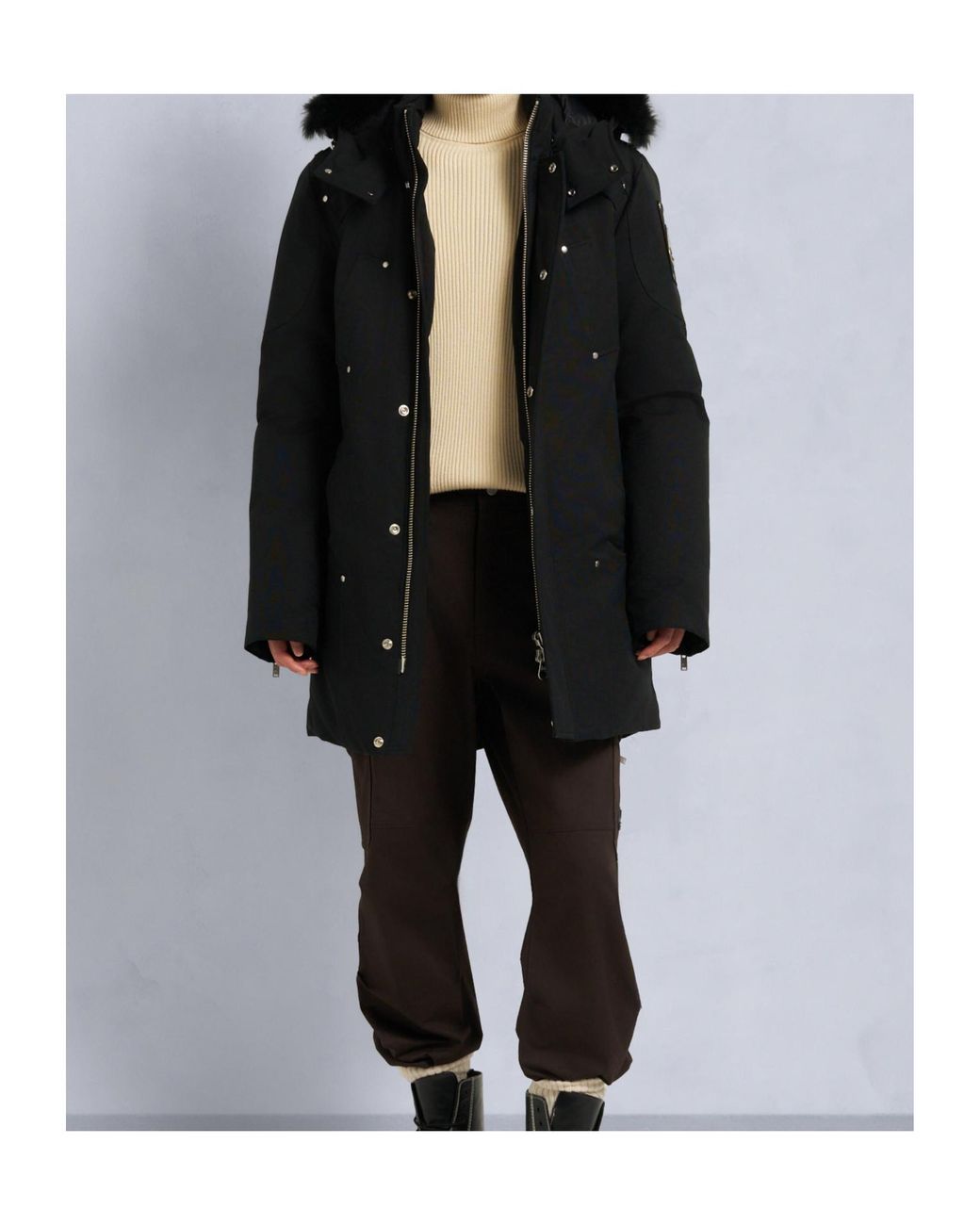 Moose Knuckles Black Hooded Zip-Up Parka for men