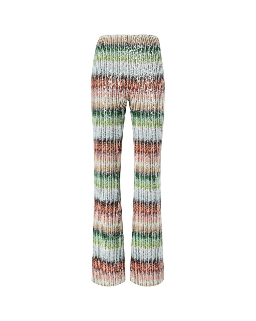 Missoni Green Gradient Zig-Zag Knitted Flared Trousers