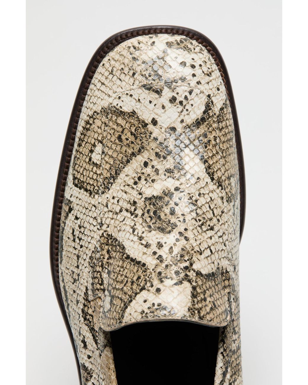 Acne White Snakeprint Leather Loafers