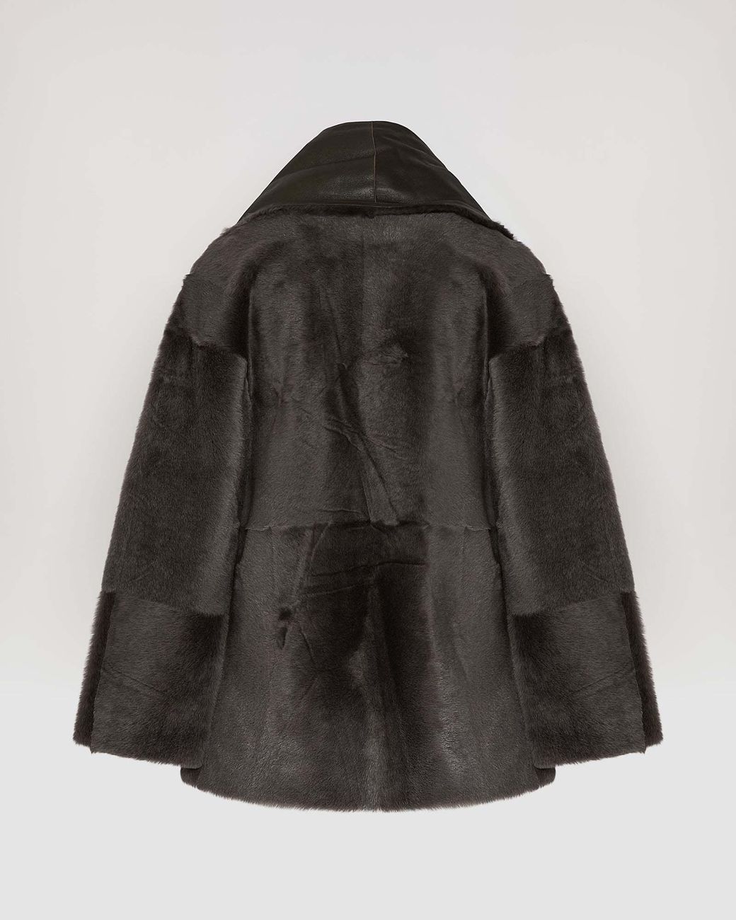 Yves Salomon Black Leather-Trimmed Shearling Jacket