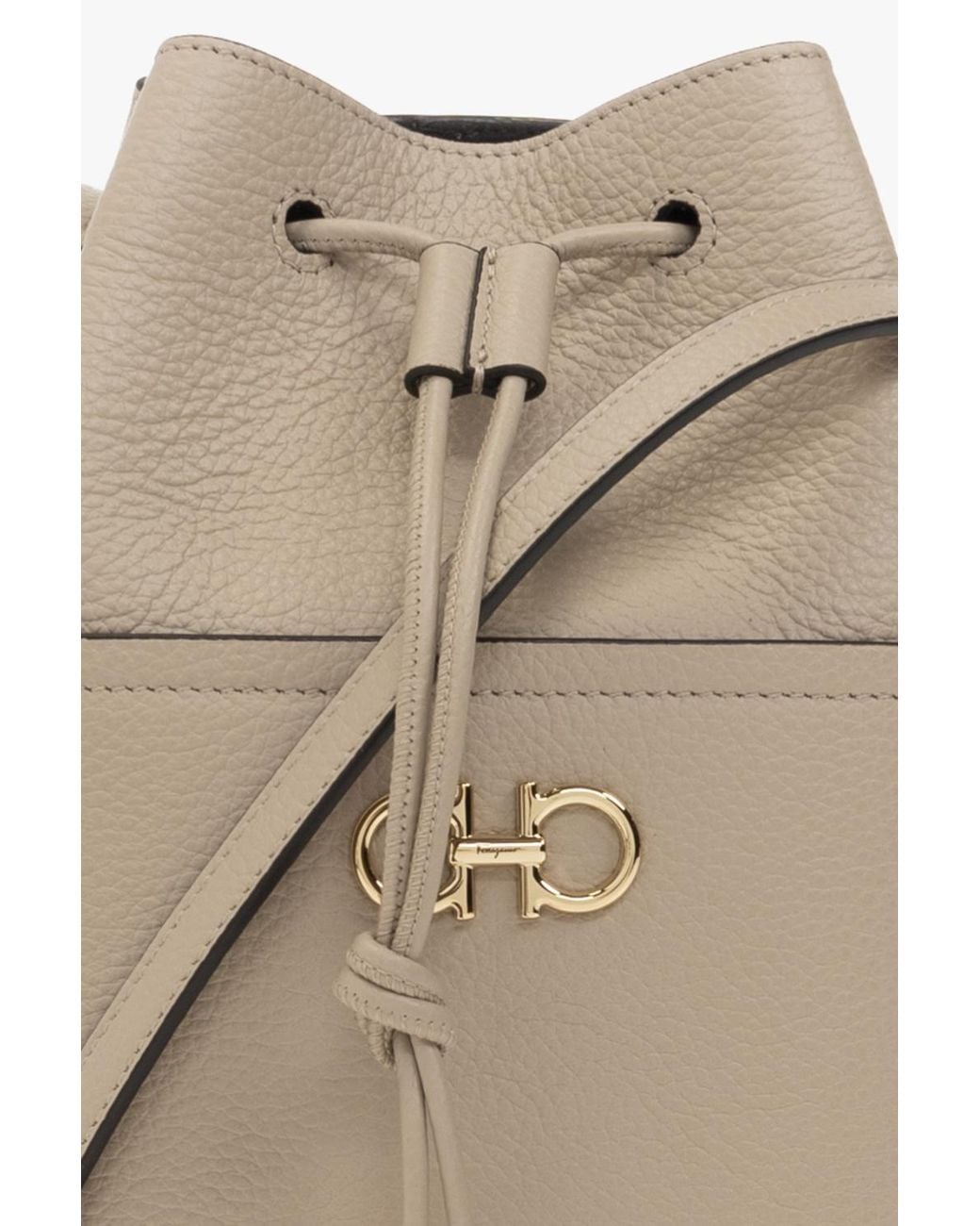 Ferragamo Natural Logo Bucket Shoulder Bag