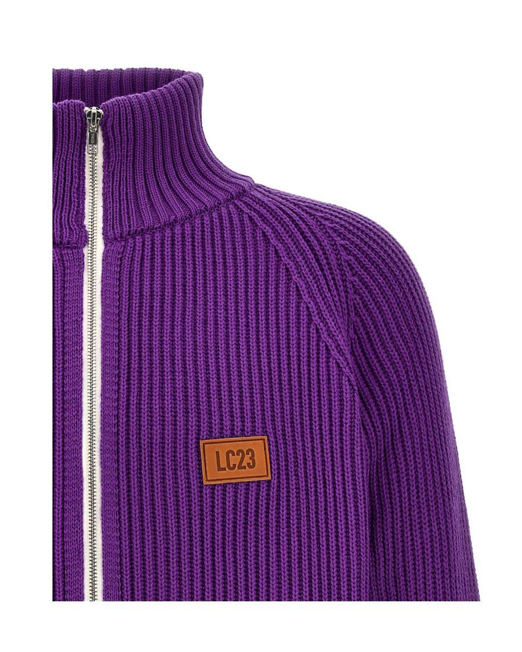 LC23 Purple Long-Sleeved Zipper Sweater for men