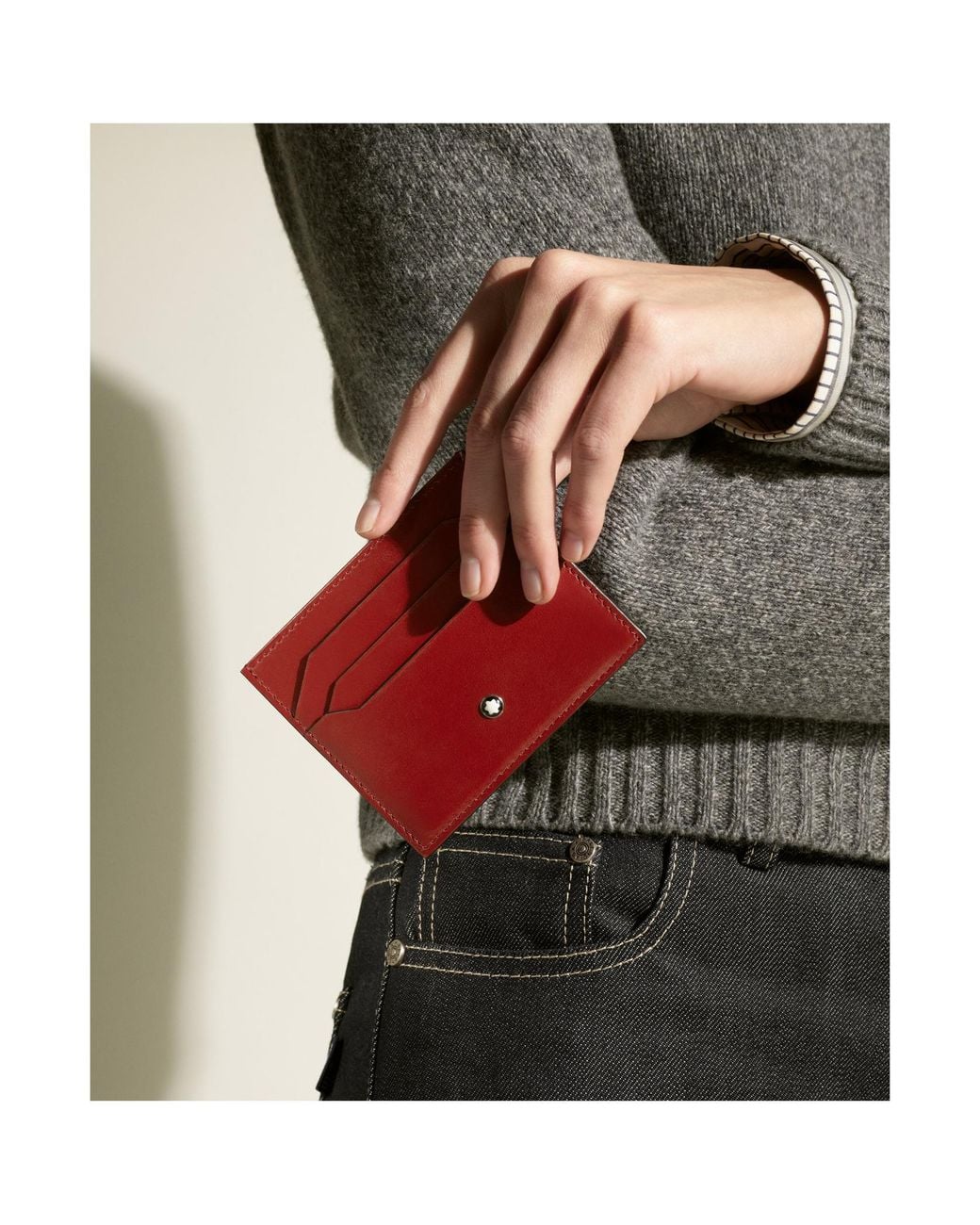 Montblanc Red Logo Embossed Card Holder for men