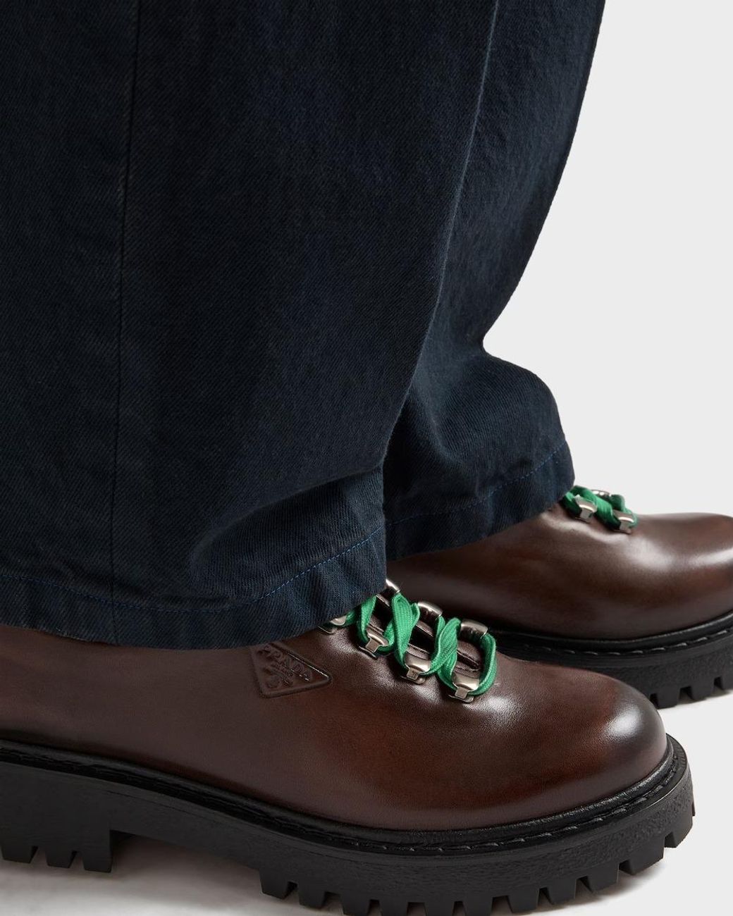 Prada Brown Leather Lace-Up Shoes