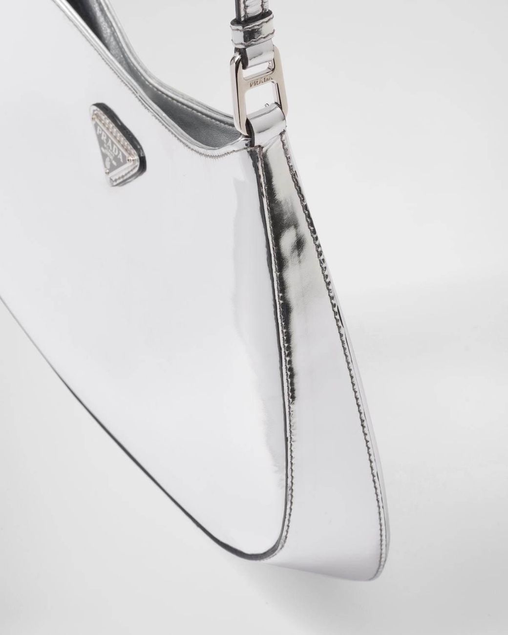 Prada White Cleo Brushed Leather Shoulder Bag
