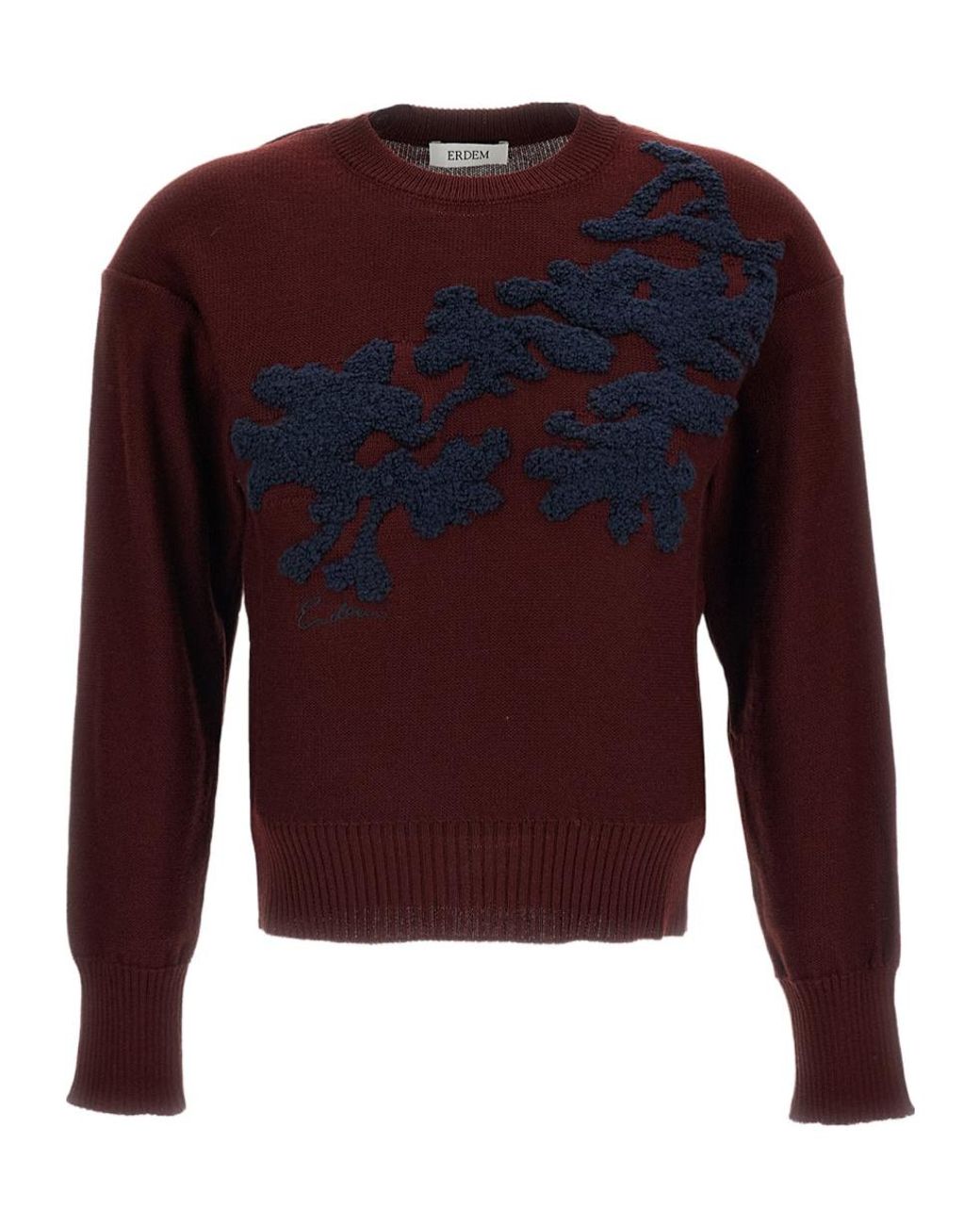 Erdem Floral-Embroidered Merino-Wool Sweater