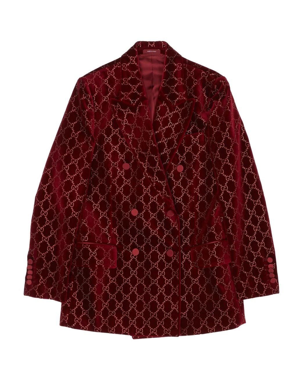 Gucci Red Double Blazer With Gg Crystals