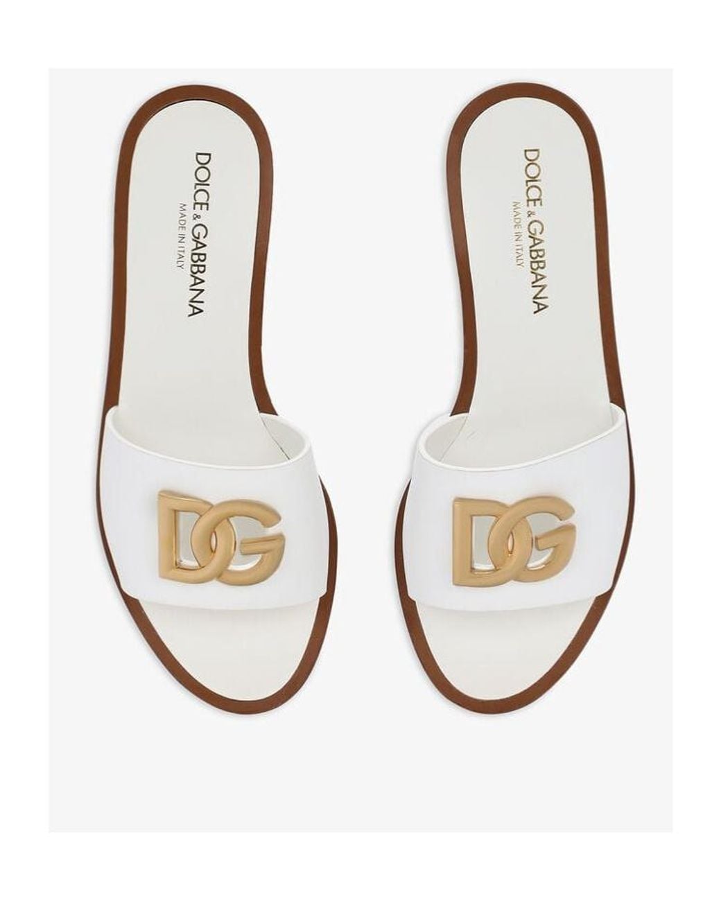 Dolce & Gabbana White Dg Logo Lettering Sliders