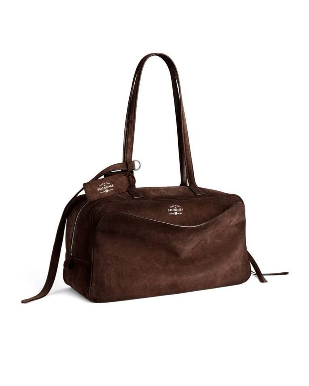 Balenciaga Brown Logo Detailed Medium Bowling Bag