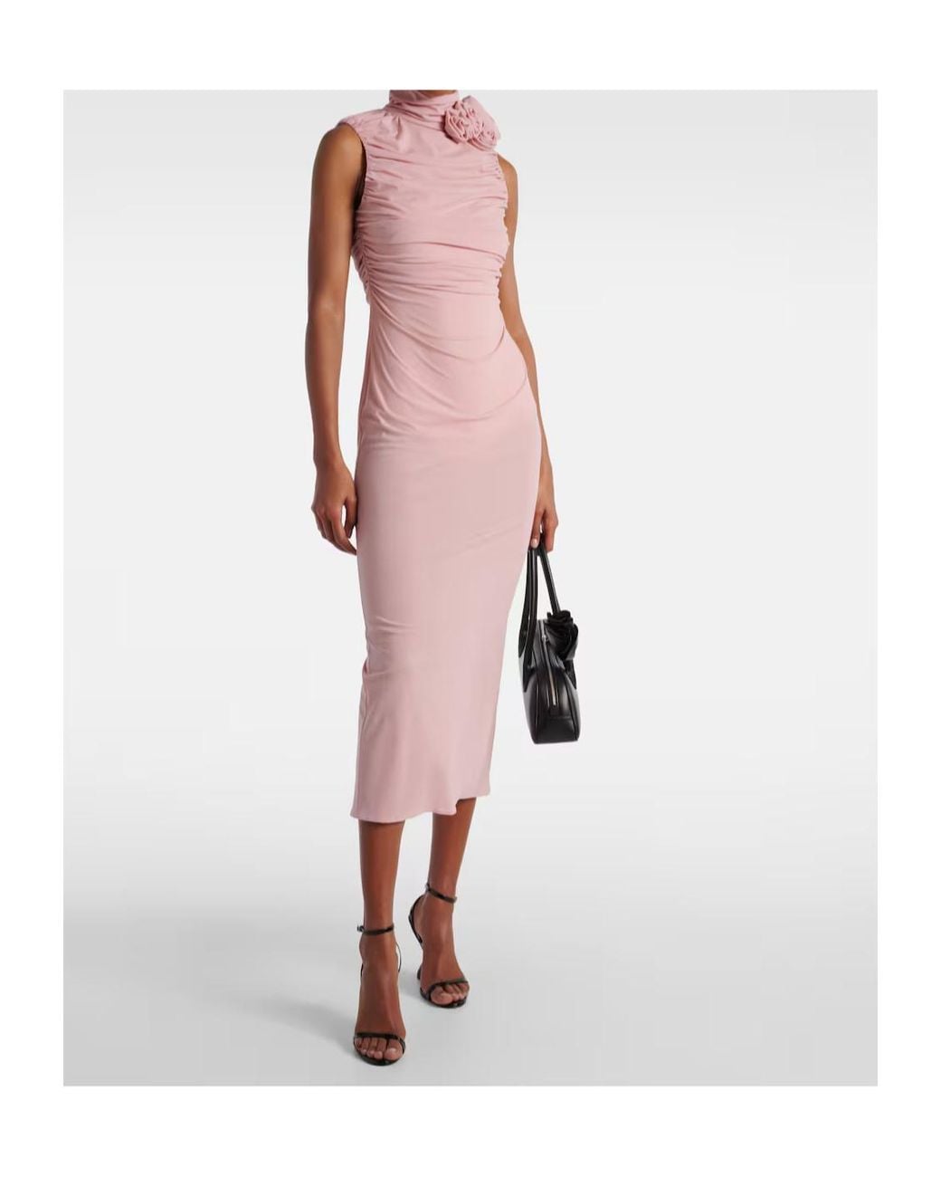 Magda Butrym Pink Ruched Silk-Blend Midi Dress