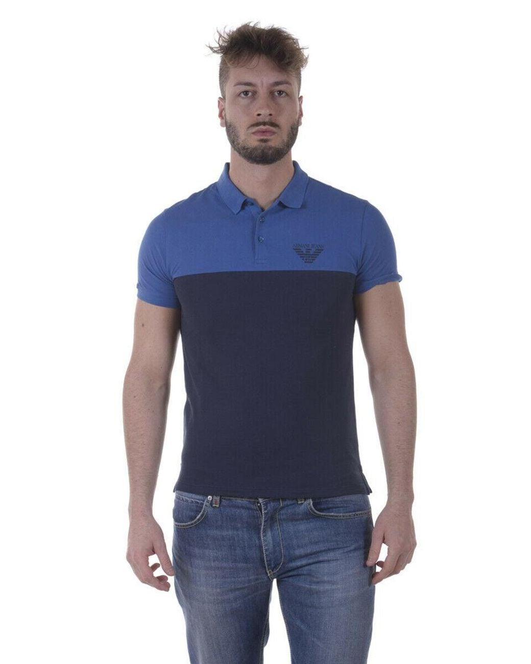 Armani Jeans Blue Logo Polo Shirt for men