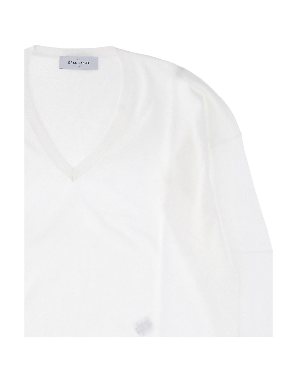 Gran Sasso White V-Neck Sweater