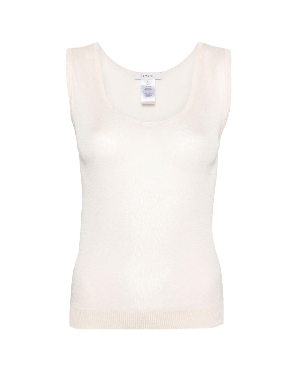 Lemaire White Semi-Sheer Ribbed Knitted Tank Top