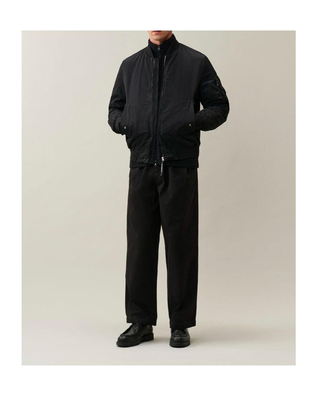 C P Company Black T-Flatt Lens Bomber Jacket for men