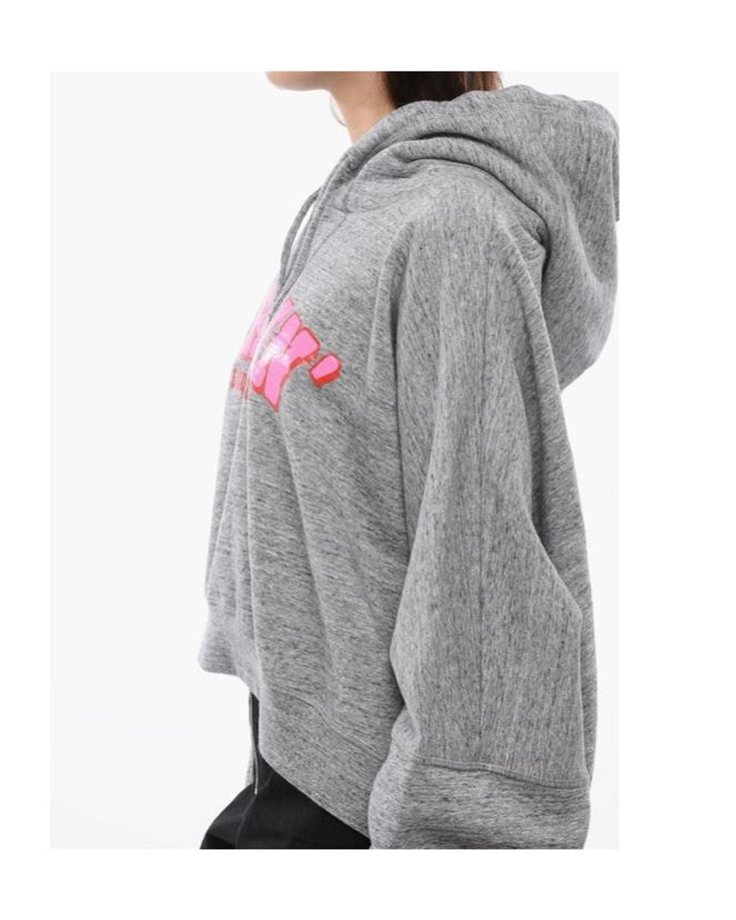 DSquared² Gray Logo-Print Crop Hoodie