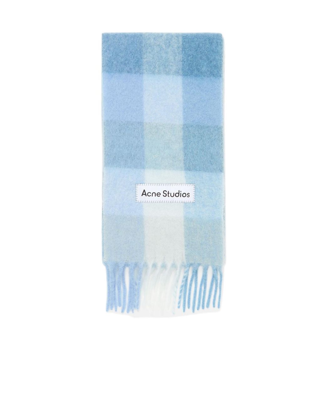Acne Blue Mohair Check Scarf for men
