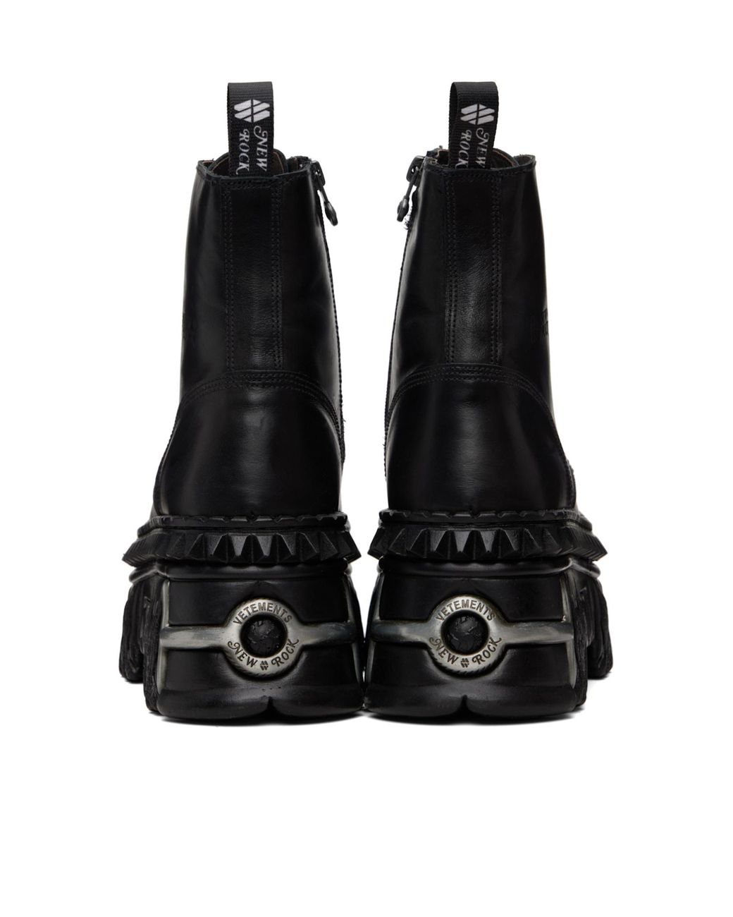 Vetements Black X New Rock Collaboration Combat Lace-Up Ankle Boots for men
