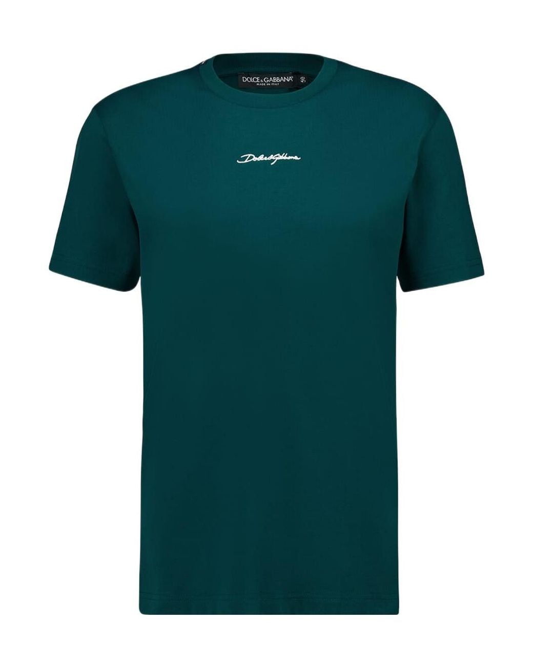 Dolce & Gabbana Green Embroidered T-Shirt for men