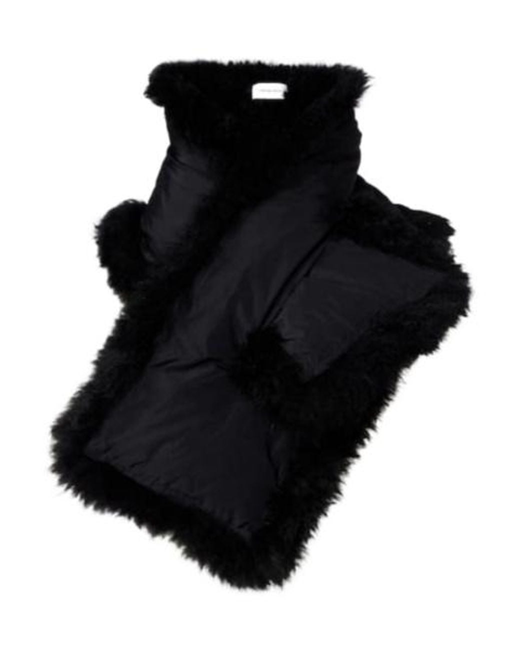 Yves Salomon Black Reversible Shearling Down Scarf