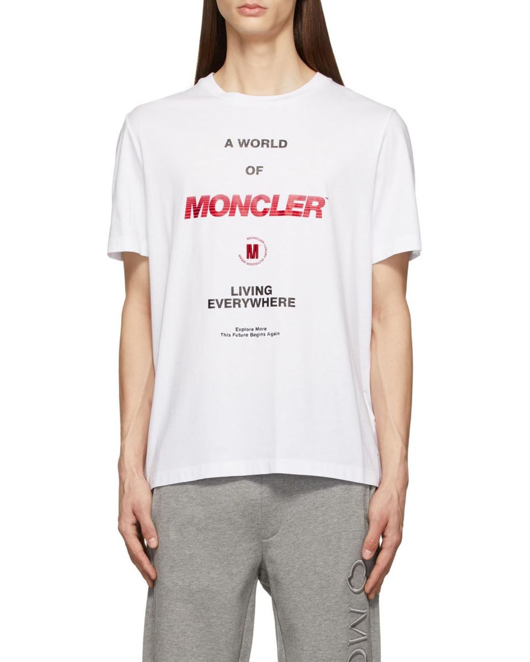 Moncler White Logo Print T-Shirt for men