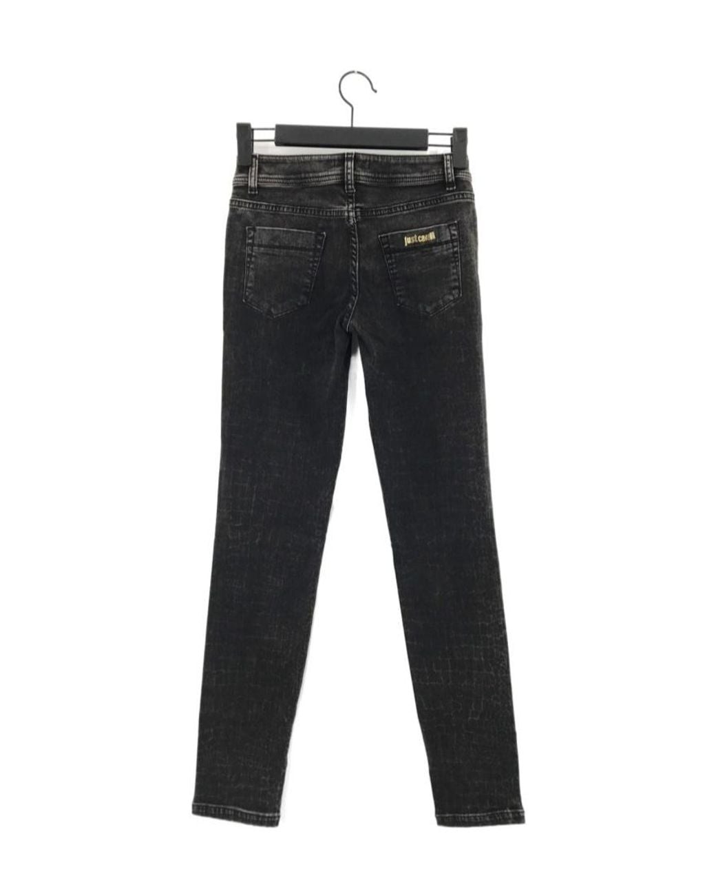 Just Cavalli Gray Five-Pocket Distressed Denim Trousers