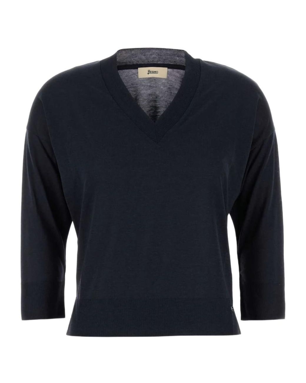 Herno Blue V-Neck Knitted Jumper