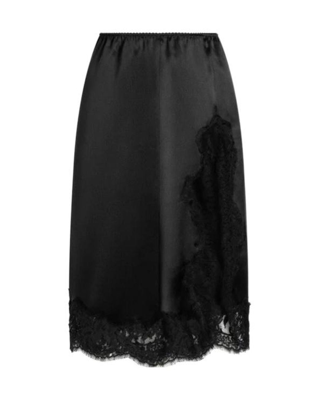 Dolce & Gabbana Black A-Line Satin Midi Skirt