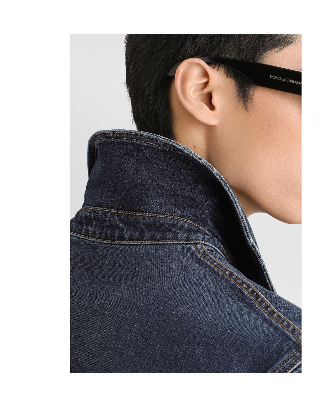 Dolce & Gabbana Blue Denim Jacket With Logo Patch for men