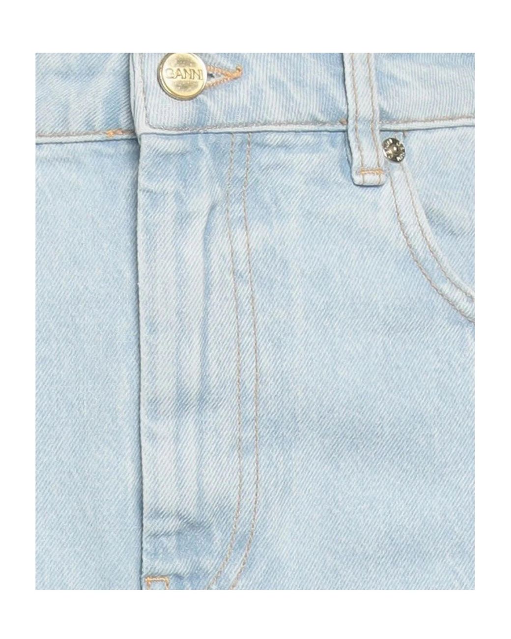 Ganni Blue Light-Colored Denim Midi Skirt
