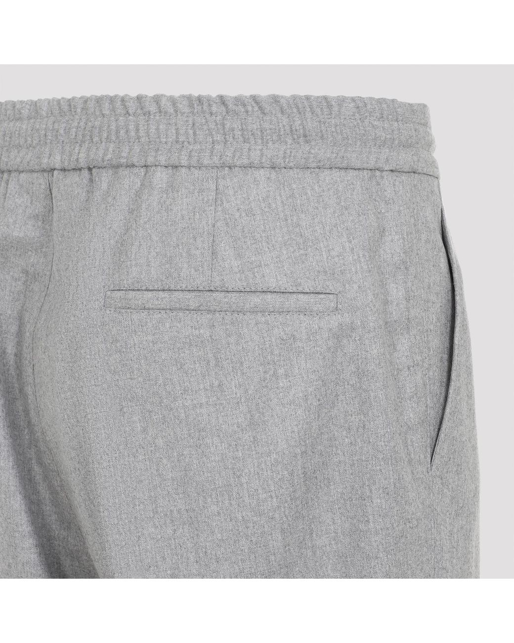 Brunello Cucinelli Gray Pleated Tapered Leg Trousers for men