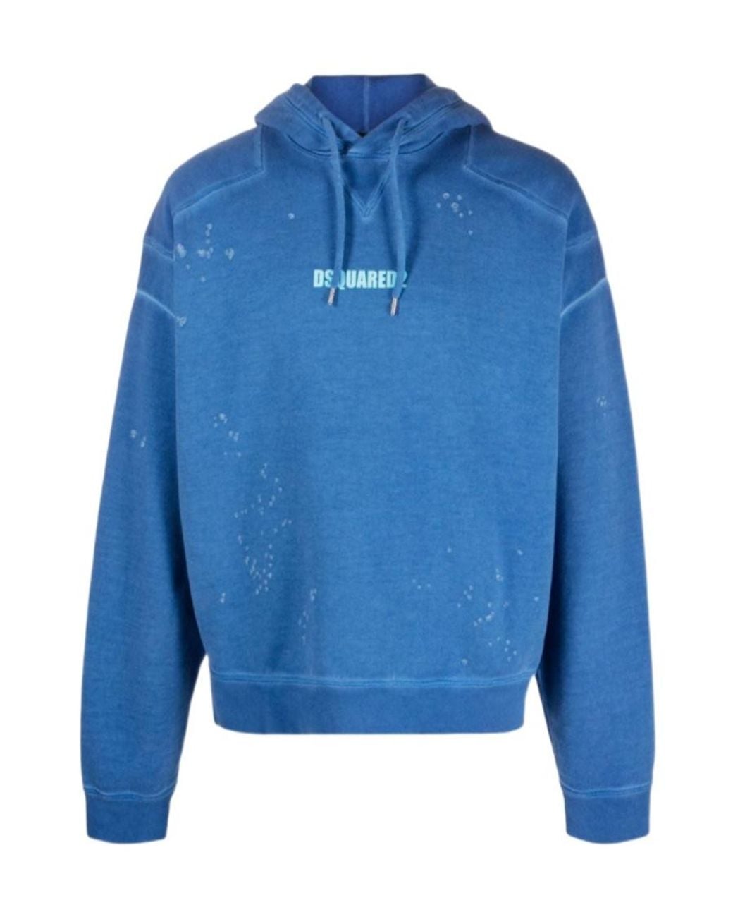 DSquared² Blue Logo Printed Long-Sleeved Hoodie for men