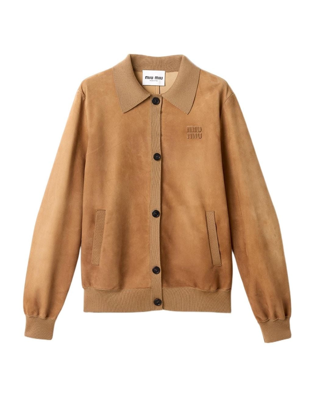 Miu Miu Brown Waxed Suede Blouson Jacket