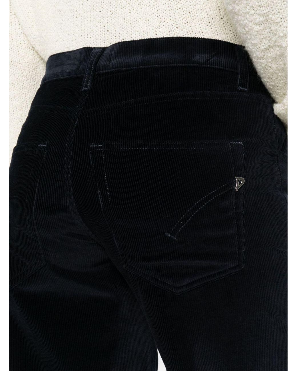 Dondup Black Jacklyn Wide-Leg Corduroy Pants