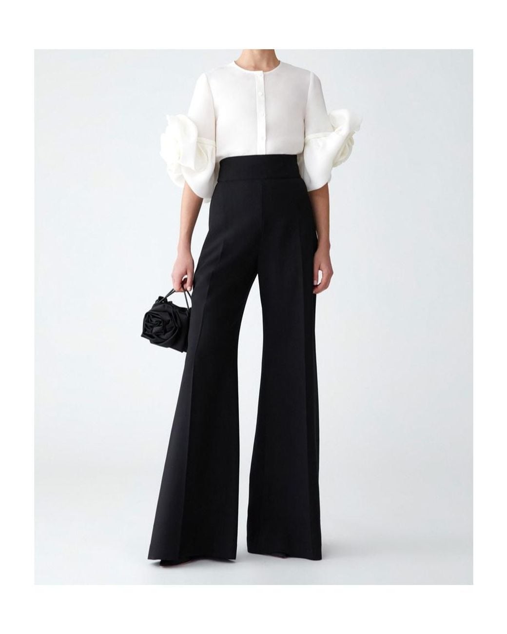 Carolina Herrera White Gazar Blouse With Rosettes