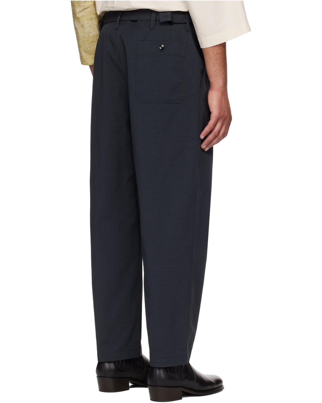 Lemaire Black Straight Leg Carrot Pants for men