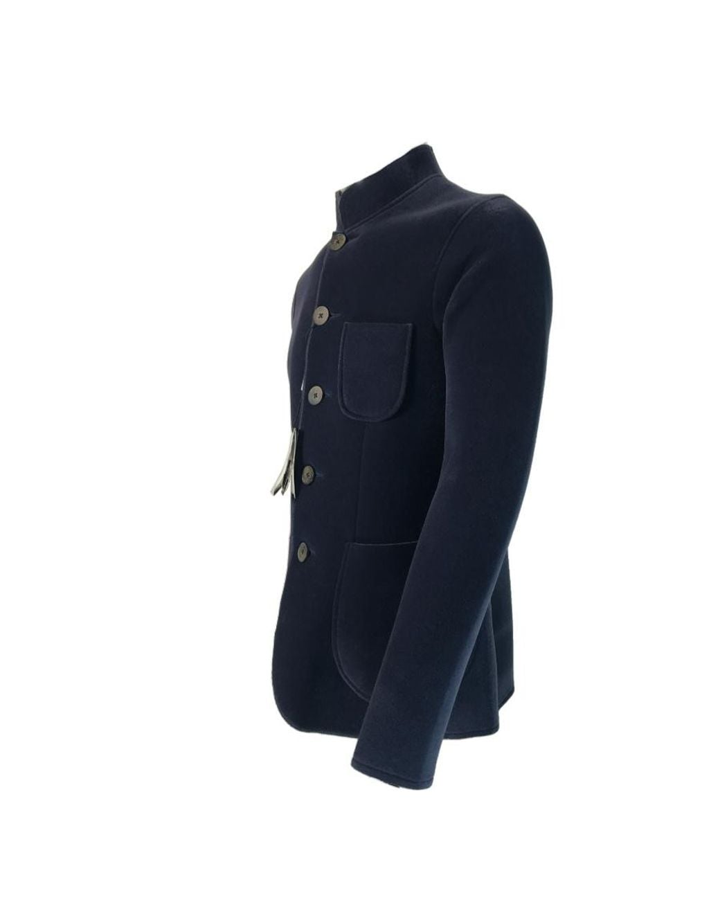 Emporio Armani Blue Logo Single-Breasted Collar Coat for men