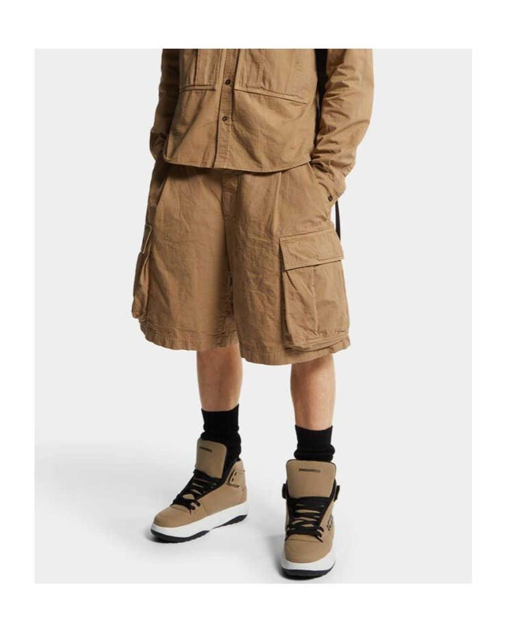 DSquared² Brown Cotton Cargo Shorts for men