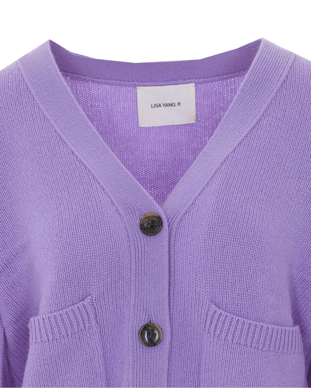 Lisa Yang Purple Danni V-Neck Button-Up Cardigan