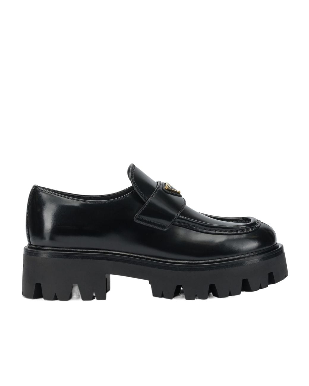 Prada Black Logo Plaque Slip-On Loafers