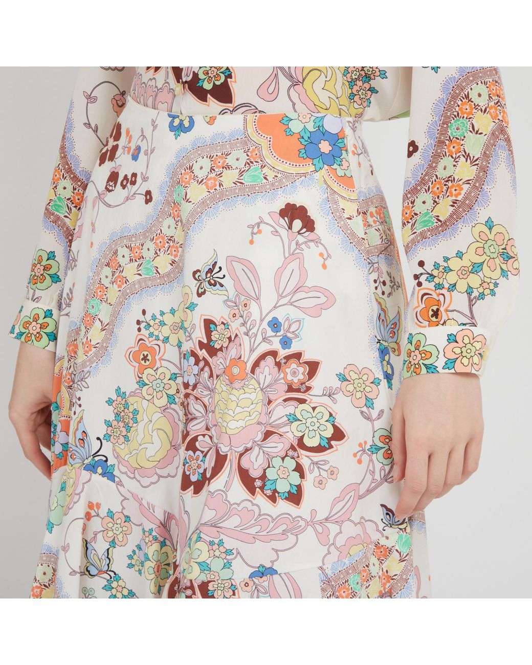 Etro White Paisley Printed Midi Skirt