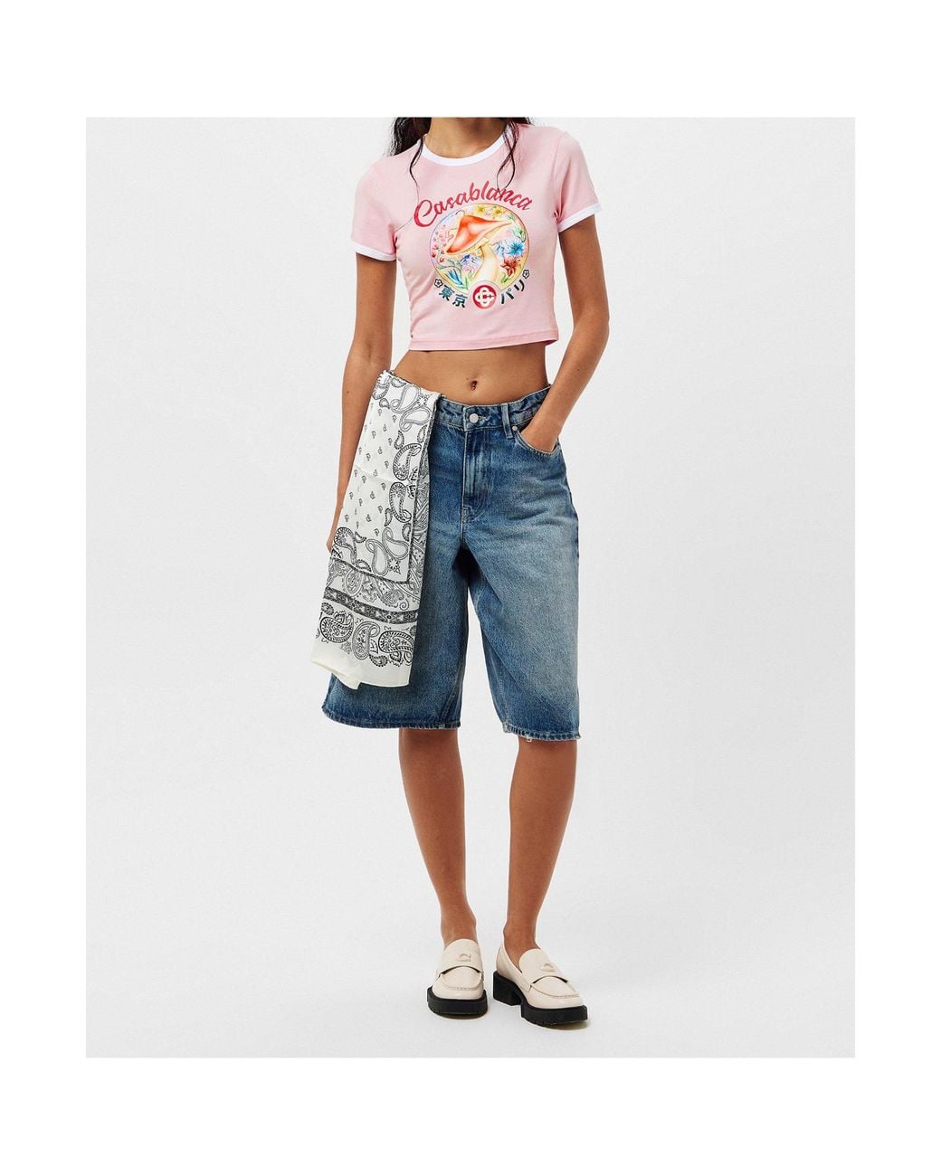 Casablanca Pink Logo Crew Neck T-Shirt